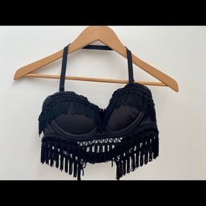 Black padded Gypsy bra with tons of tassels